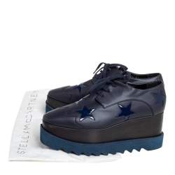 Stella McCartney Navy Blue Faux Leather Elyse Star Platform Derby Size 39