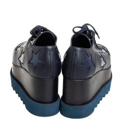 Stella McCartney Navy Blue Faux Leather Elyse Star Platform Derby Size 39