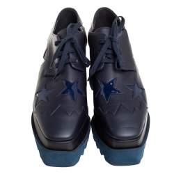 Stella McCartney Navy Blue Faux Leather Elyse Star Platform Derby Size 39