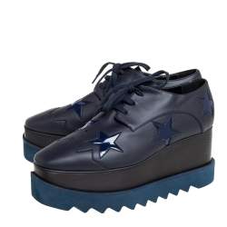 Stella McCartney Navy Blue Faux Leather Elyse Star Platform Derby Size 39