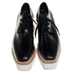 Pre Owned Stella McCartney Black Faux Leather Elyse Platform Derby Size 35.5