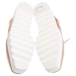 Pre Owned Stella McCartney Metallic Rose Gold Faux Patent Leather Elyse Star Platform Lace Up Sneakers Size 38
