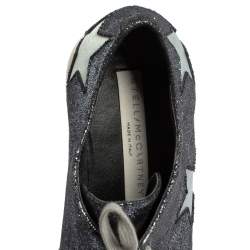 Pre Owned Stella McCartney Metallic Grey Faux Glitter Suede Elyse Star Platform Derby Size 36