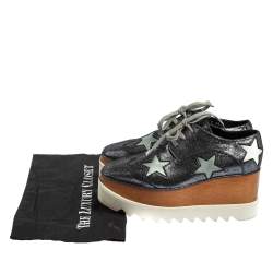 Pre Owned Stella McCartney Metallic Grey Faux Glitter Suede Elyse Star Platform Derby Size 36