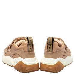 Pre Owned Stella McCartney Beige Faux Leather Eclypse Velcro Low Top Sneakers Size 39