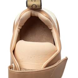 Pre Owned Stella McCartney Beige Faux Leather Eclypse Velcro Low Top Sneakers Size 39