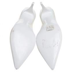 Pre Owned Stella McCartney White Faux Leather And PVC Pointed Toe Pumps Size 36.5