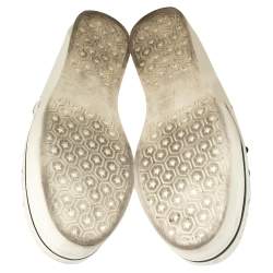 Pre Owned Stella McCartney Metallic Silver Faux Leather Binx Star Platform Slip On Sneakers Size 39