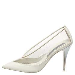 Pre Owned حذاء كعب عالي ستيلا مكارتني مقدمة مدببة بلاستيك مشمع و جلد صناعي أبيض مقاس 37