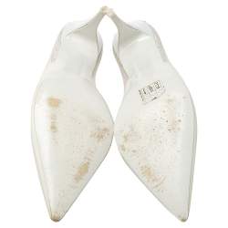 Pre Owned حذاء كعب عالي ستيلا مكارتني مقدمة مدببة بلاستيك مشمع و جلد صناعي أبيض مقاس 37