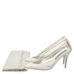 Pre Owned حذاء كعب عالي ستيلا مكارتني مقدمة مدببة بلاستيك مشمع و جلد صناعي أبيض مقاس 37