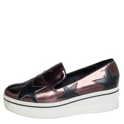 مملوكة مسبقًا حذاء رياضي ستيلا ماكرتني سليب أون نعل سميك بينكس ستار جلد صناعي برونزي ميتالك مقاس 40