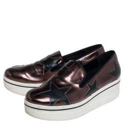 مملوكة مسبقًا حذاء رياضي ستيلا ماكرتني سليب أون نعل سميك بينكس ستار جلد صناعي برونزي ميتالك مقاس 40