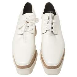 Pre Owned Stella McCartney White Faux Leather Elyse Platforms Sneakers Size 38
