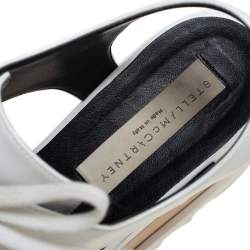 Stella McCartney White Faux Leather Elyse Cut Out Platform Derby Size 39
