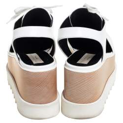 Stella McCartney White Faux Leather Elyse Cut Out Platform Derby Size 39