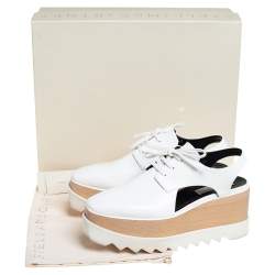 Stella McCartney White Faux Leather Elyse Cut Out Platform Derby Size 39