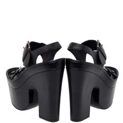 مملوكة مسبقًا Stella McCartney Black Faux Leather Buckle Block Heel Sandals Size 39