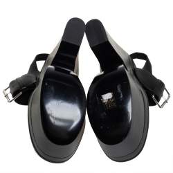 Pre Owned Stella McCartney Black Faux Leather Buckle Block Heel Sandals Size 38