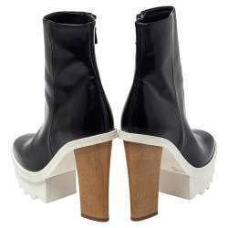 مملوكة مسبقًا Stella McCartney Black Faux Leather Platform Ankle Boots Size 36