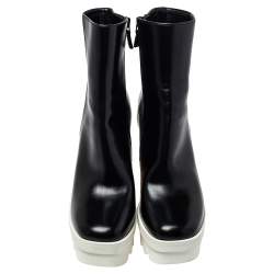 مملوكة مسبقًا Stella McCartney Black Faux Leather Platform Ankle Boots Size 36