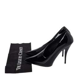 Pre Owned حذاء كعب عالي ستيلا مكارتني مقدمة مدببة رقبة حرف ڨي جلد صناعي لامع أسود مقاس 35.5