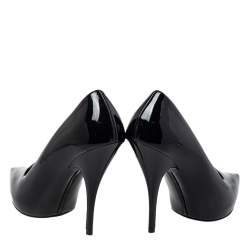 Pre Owned حذاء كعب عالي ستيلا مكارتني مقدمة مدببة رقبة حرف ڨي جلد صناعي لامع أسود مقاس 35.5