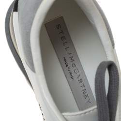 مملوكة مسبقًا Stella McCartney White/Grey Faux Leather And Suede Elyse Star Sneakers Size 35