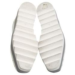 مملوكة مسبقًا Stella McCartney White/Grey Faux Leather And Suede Elyse Star Sneakers Size 35