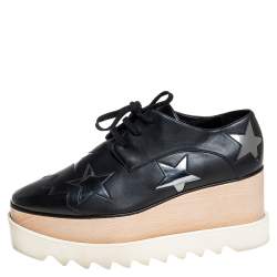 Pre Owned حذاء رياضي ستيلا مكارتني ايلسي جلد صناعي أسود كعب روكي مقاس 35