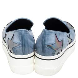 Pre Owned Stella McCartney Grey Faux Leather Binx Star Slip On Sneakers Size 39