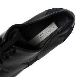 Stella McCartney Black Faux Leather Elyse Star Platform Lace Up Derby Size 38.5