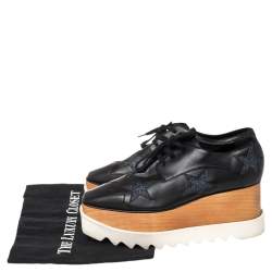 Stella McCartney Black Faux Leather Elyse Star Platform Lace Up Derby Size 38.5