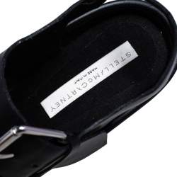 Pre Owned Stella McCartney Black Faux Leather Buckle Block Heel Platform Sandals Size 40