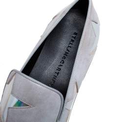 Pre Owned Stella McCartney Grey Faux Leather Binx Star Platform Slip On Sneakers Size 40
