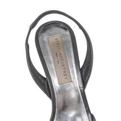 Stella McCartney Dark Grey Faux Patent Leather Slingback Sandals Size 37