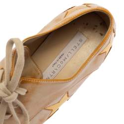 Pre Owned Stella McCartney Beige Faux Leather Elyse Star Platform Sneakers Size 36.5