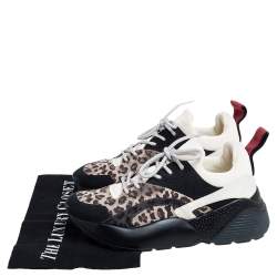 Pre Owned Stella McCartney Multicolor Leopard Print Faux Suede and Fabric Eclypse Low Top Sneakers Size 38