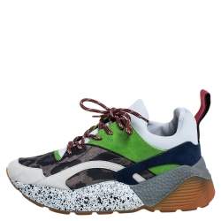 Pre Owned حذاء رياضي ستيلا مكارتني أكليبس سويدي صناعي وقماش نقشة الفهد متعدد الألوان مقاس 38