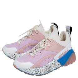 Pre Owned Stella McCartney Multicolor Faux Leather, Faux Suede and Fabric Eclypse Low Top Sneakers Size 38