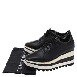 مملوكة مسبقًا حذاء رياضي ديربي ستيلا مكارتني إيلسي جلد صناعي أسود نعل سميك مقاس 37.5