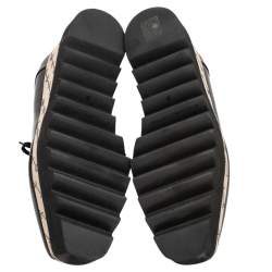 Pre Owned حذاء رياضي ديربي ستيلا مكارتني إيلسي جلد صناعي بيج/أسود نعل سميك مونوغرامي مقاس 38