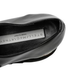 Pre Owned حذاء رياضي ديربي ستيلا مكارتني إيلسي جلد صناعي بيج/أسود نعل سميك مونوغرامي مقاس 38