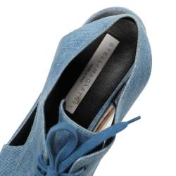 Pre Owned Stella McCartney Blue Cut Out Denim Elyse Lace Up Platform Derby Size 40