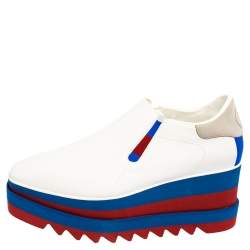 Pre Owned Stella McCartney White Faux Leather Elyse Platform Slip On Sneakers Size 40
