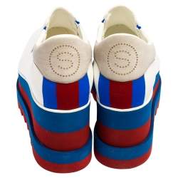 Pre Owned Stella McCartney White Faux Leather Elyse Platform Slip On Sneakers Size 40