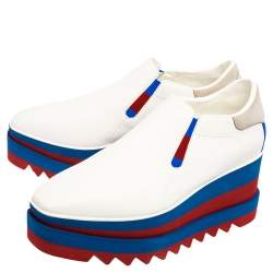 Pre Owned Stella McCartney White Faux Leather Elyse Platform Slip On Sneakers Size 40