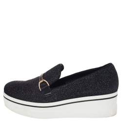 مملوكة مسبقًا Stella McCartney Black Lurex Fabric Binx Platform Slip On Sneakers Size 40