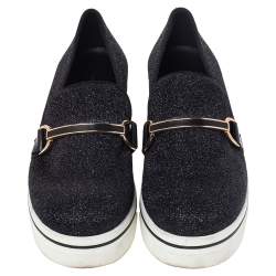 مملوكة مسبقًا Stella McCartney Black Lurex Fabric Binx Platform Slip On Sneakers Size 40