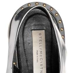 Stella McCartney Metallic Silver Faux Leather Odette Slingback Flats Size 37